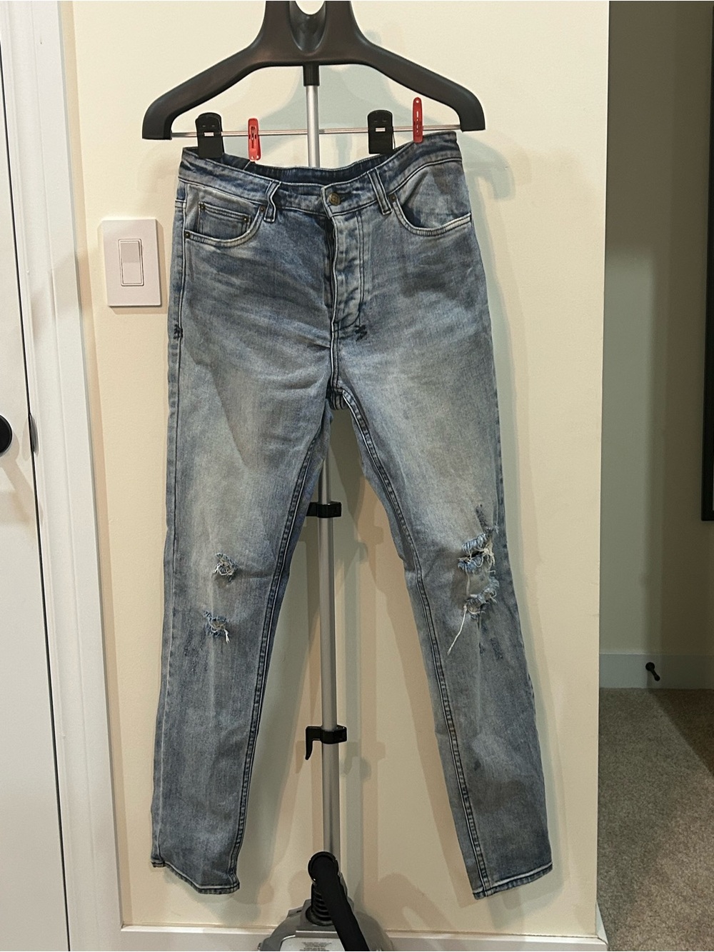 Ksubi Distressed Light Blue Slim Jeans